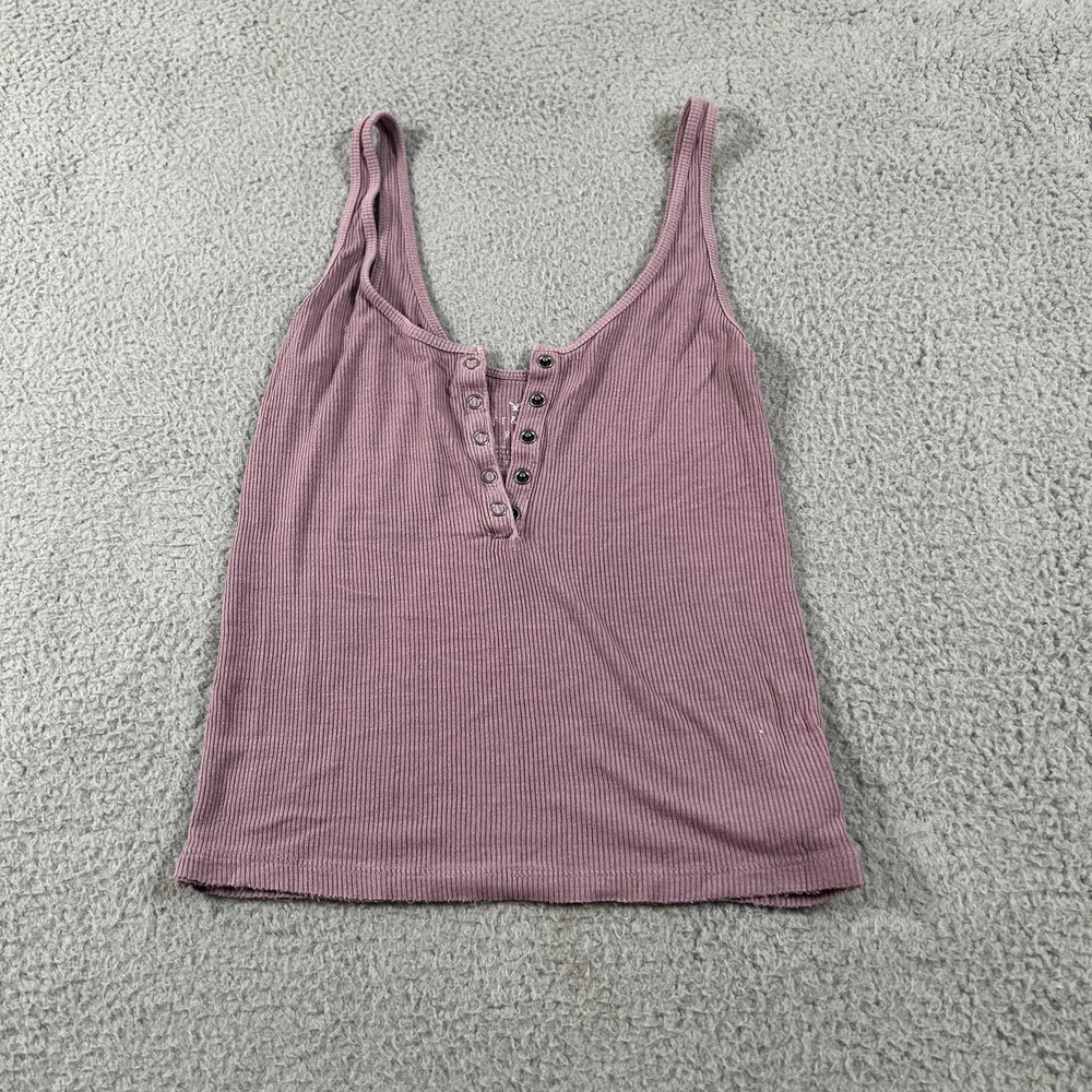American Eagle Tank Top Womens XS Purple Soft & Sexy Rib Henley Scoop Neck